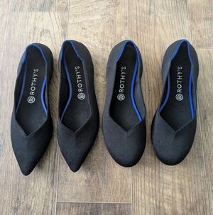 Bundle Of Rothys Ballet Flats In The Point And Classic Round Toe Size 10.5 Black